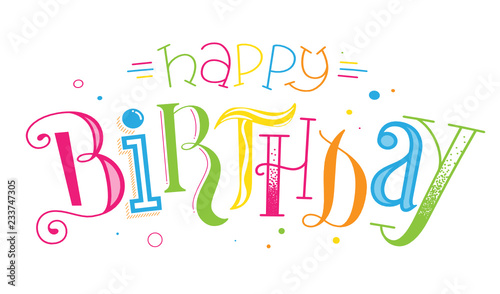 HAPPY BIRTHDAY colorful hand lettering banner