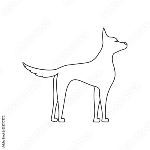 dog side view linear illustration. Pets and grooming
