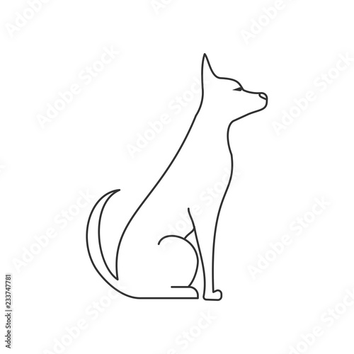 dog side view linear illustration. Pets and grooming