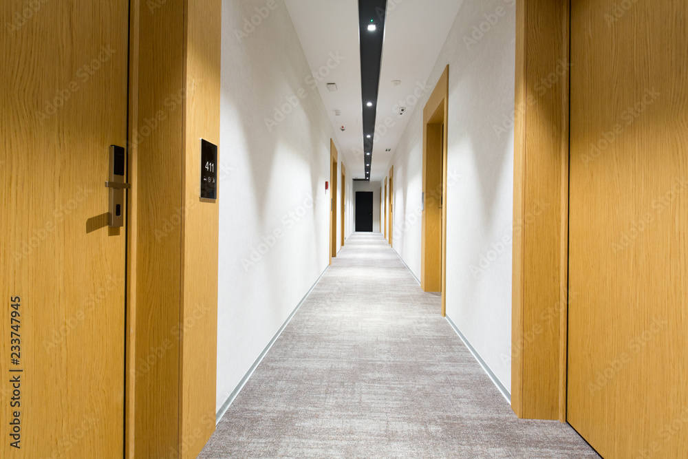  Interior of a hotel corridor
