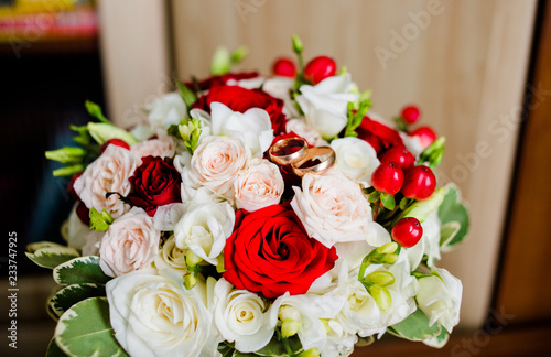 The wedding banquet decorated with decorations