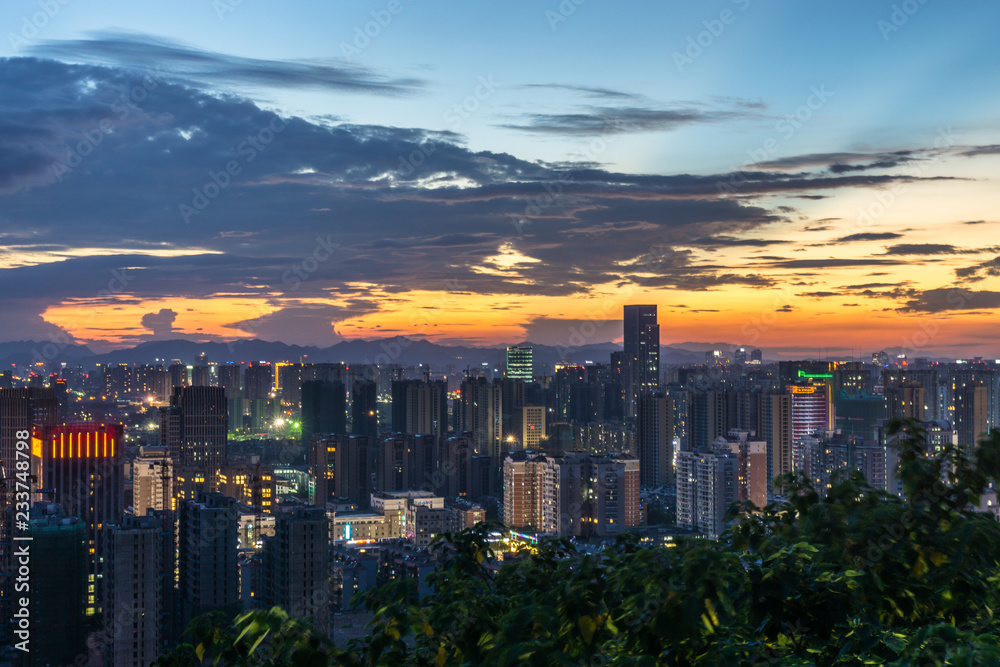 panoramic city skyline in hangzhou china