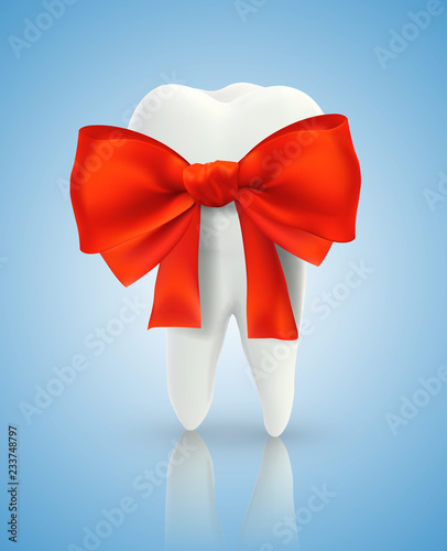 vector 3d tooth for dental medicine. on a blue background