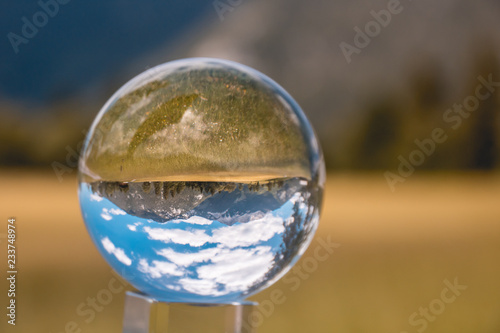 Crystal ball alpine landscape shot at Achensee - Pertisau - Tyrol - Austria