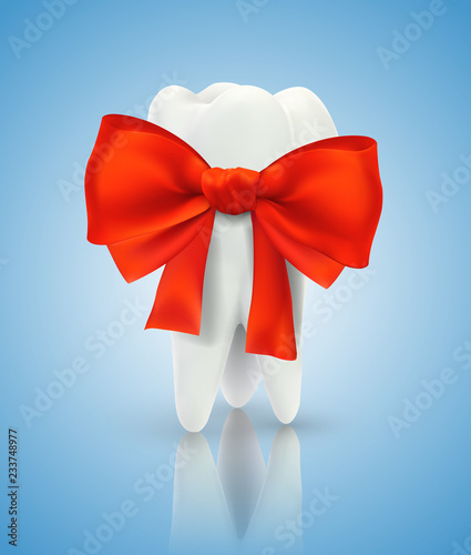 vector 3d tooth for dental medicine. on a blue background