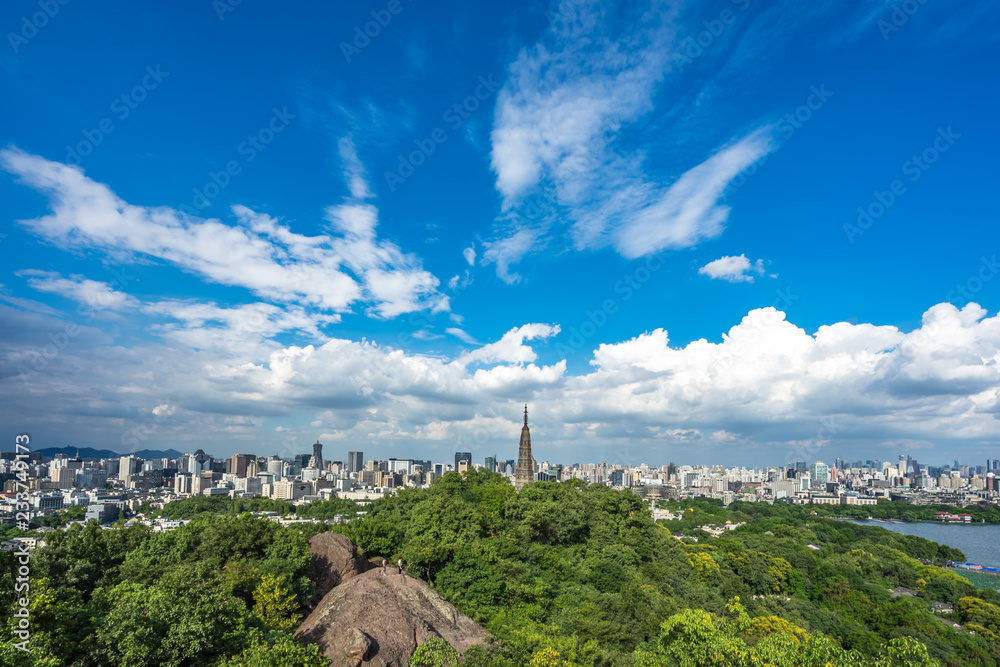 panoramic city skyline in hangzhou china