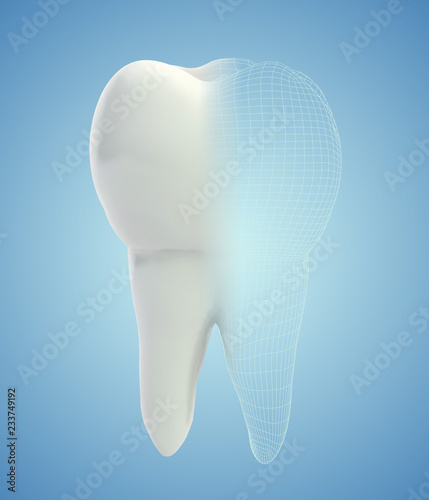 vector 3d tooth for dental medicine. on a blue background