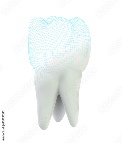 vector 3d tooth for dental medicine.volume polygonal mesh, printing on a 3D printer. isolated on a white background