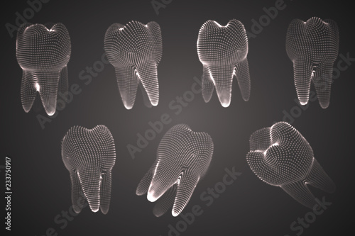vector set of 3d teeth for dental medicine.