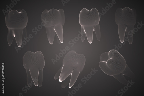 vector set of 3d teeth for dental medicine.