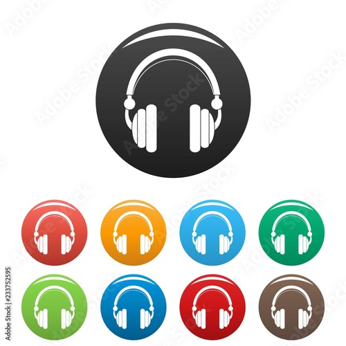 Wired headphones icons set 9 color vector isolated on white for any design