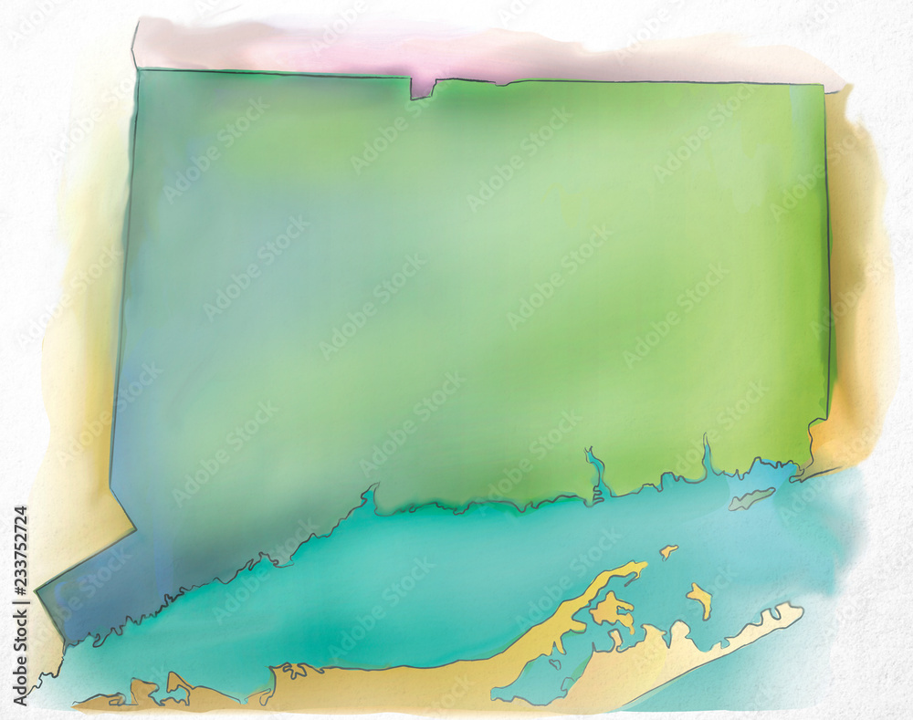 Connecticut USA Watercolor Map