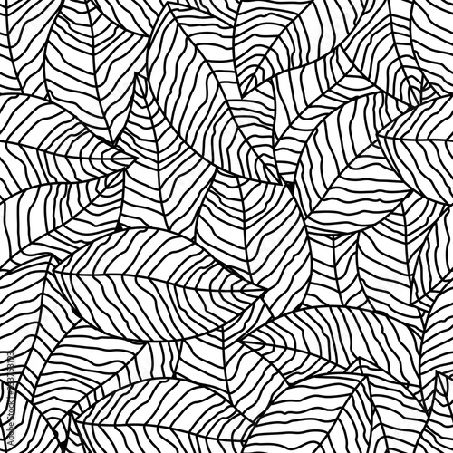 black and white leaf pattern for fabric and paper print
