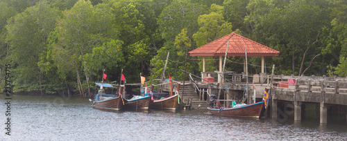 fishing boat and concrete habour in palian, of trang thailand