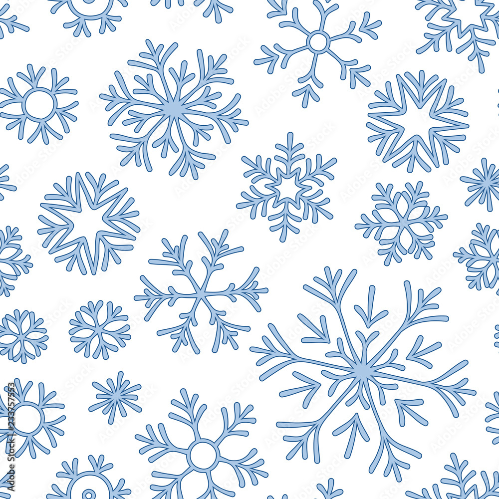Fototapeta premium Christmas seamless doodle pattern