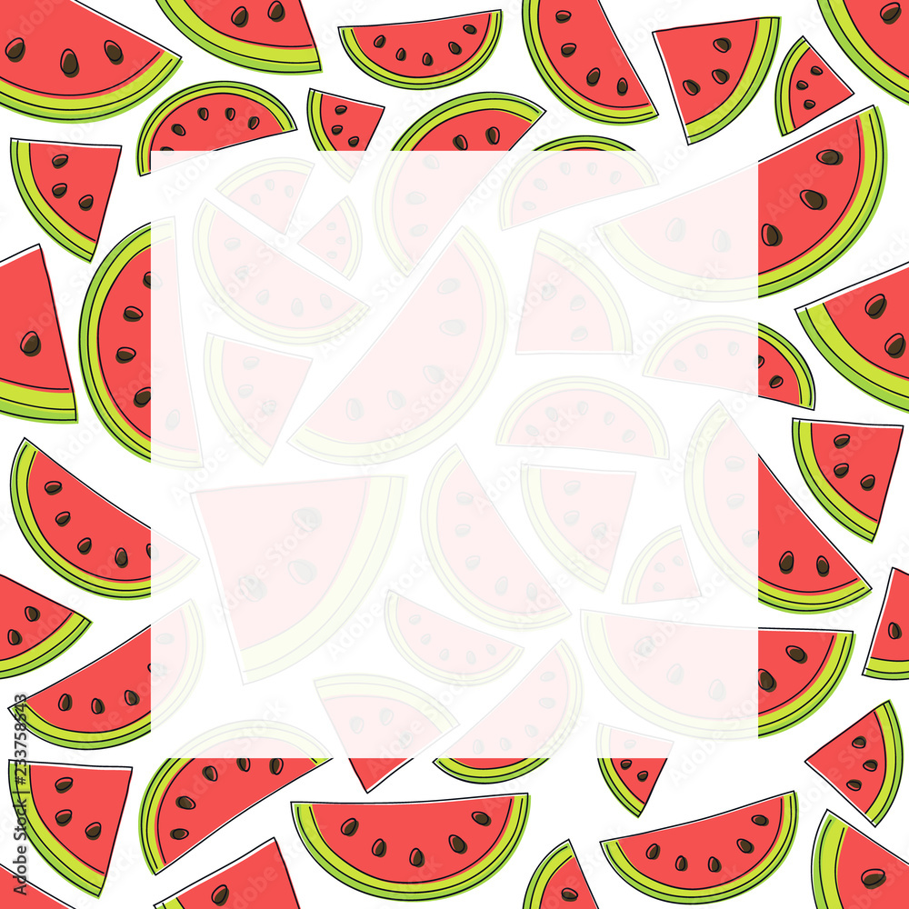 Concept of a summer template of a card with watermelons. Vector. Concept of a summer template of a card with watermelons. Vector.