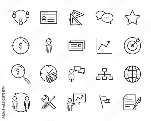 set of job seach icons ,such as work, career, traning, business, skill, meeting