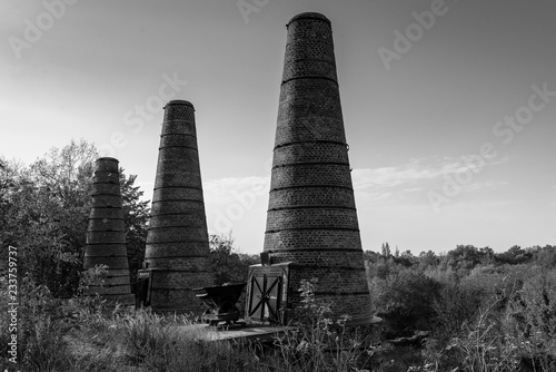 lime burning oven, historic lime burning oven, industrie stacks, old lime burning oven, black and white photography photo