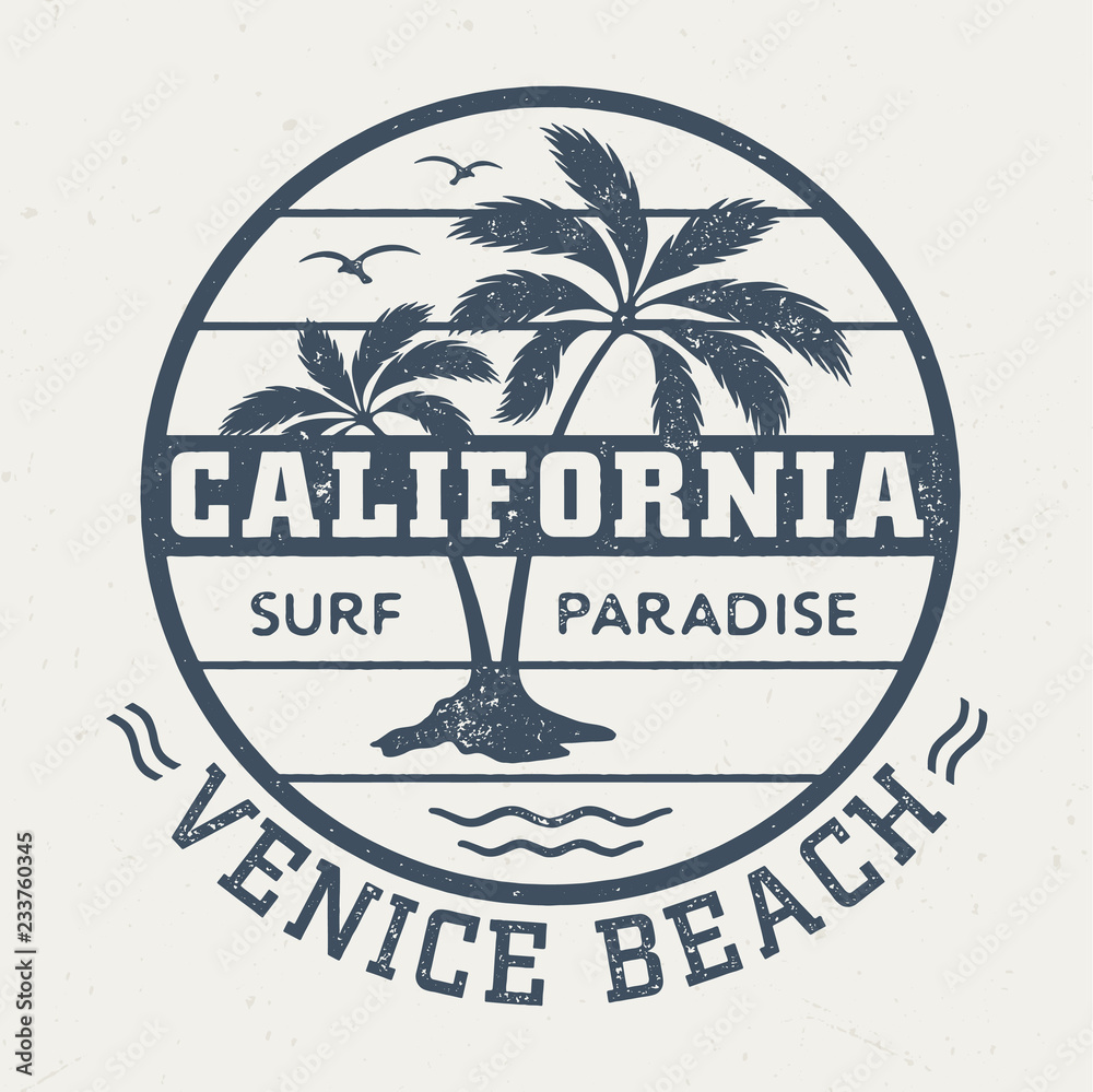 Venice Beach California - Vintage Tee Design For Printing