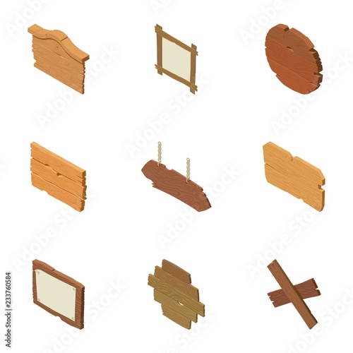 Nail icons set. Isometric set of 9 nail vector icons for web isolated on white background