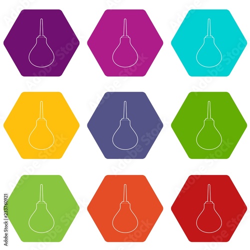 Enema icons 9 set coloful isolated on white for web