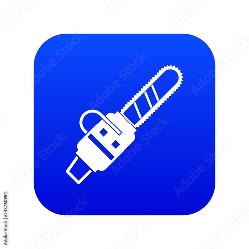 Gasoline powered chainsaw icon digital blue for any design isolated on white vector illustration