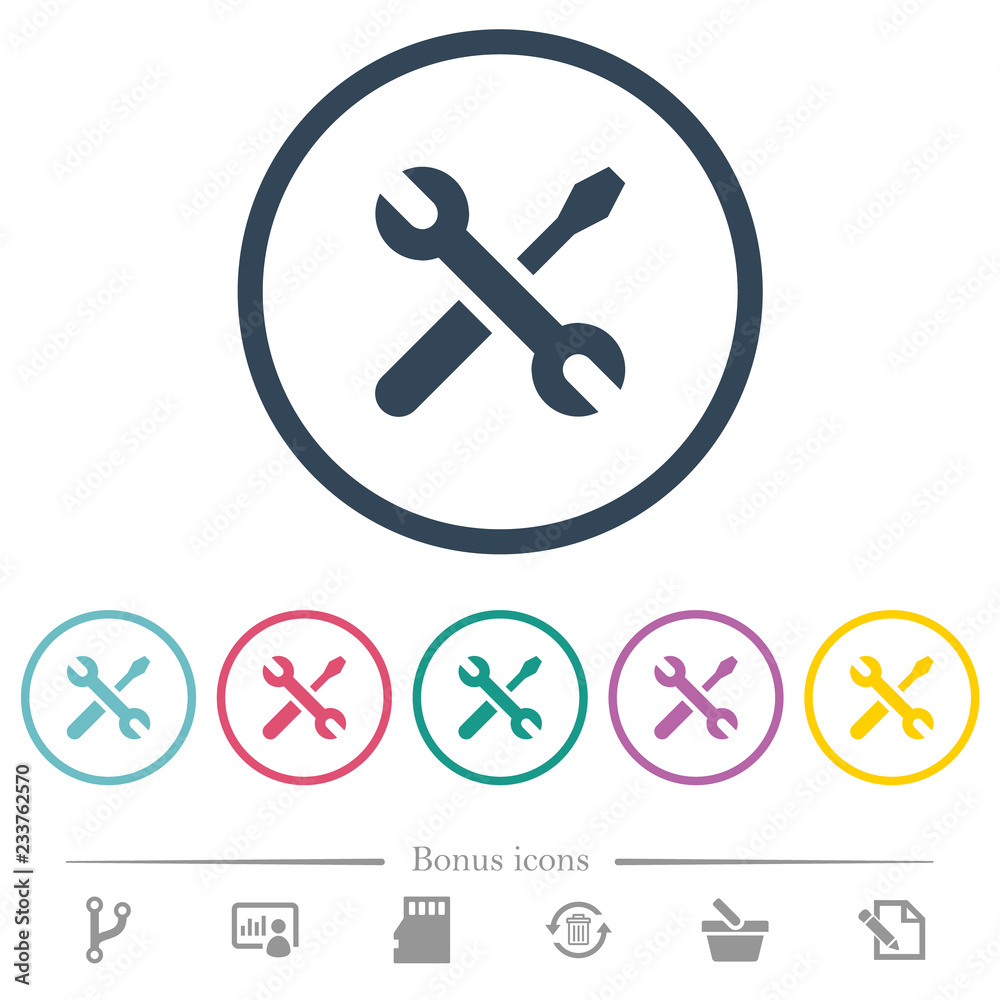 Maintenance flat color icons in round outlines Maintenance flat color icons in round outlines