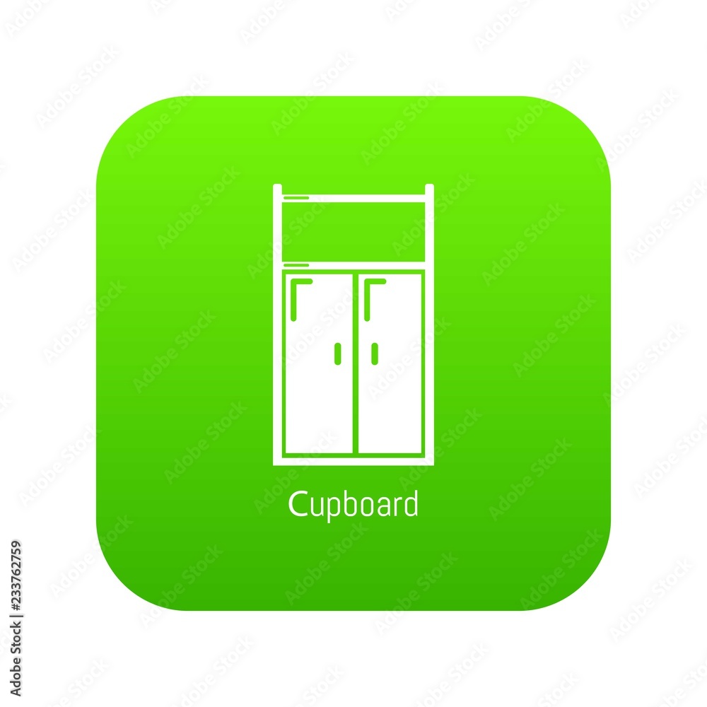Cupboard icon green vector isolated on white background Cupboard icon green vector isolated on white background