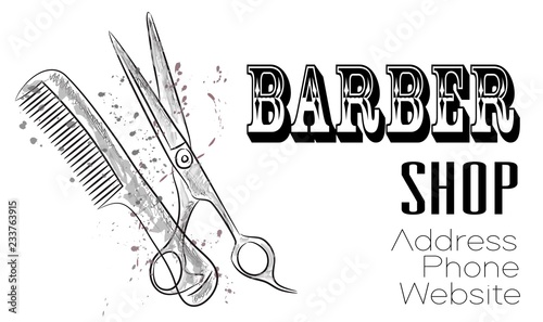 Vector vintage hand drawn Barber Shop business cards.