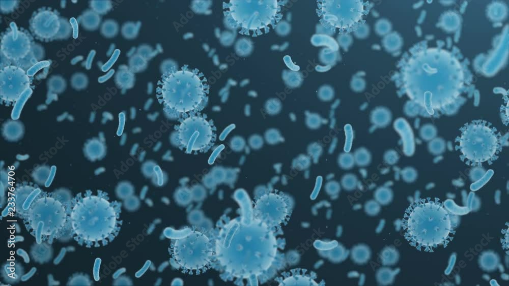 Bacteria and virus cells animation. Seamless loop Uhd