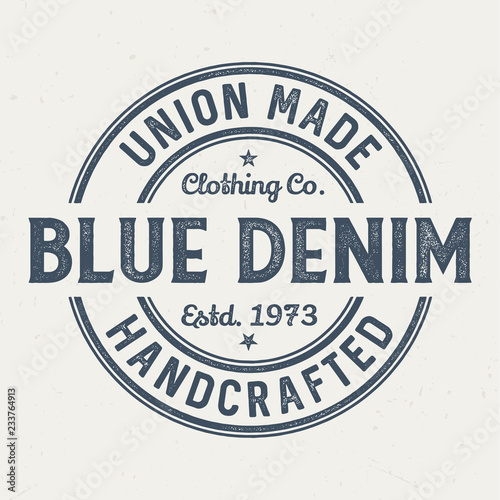 Union Made Blue Denim - Aged Tee Design For Printing