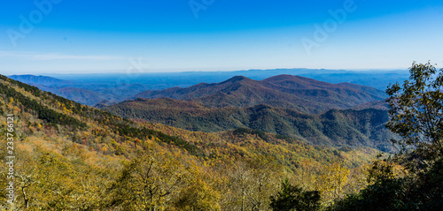 Mountains on a blue sky day, fall season.