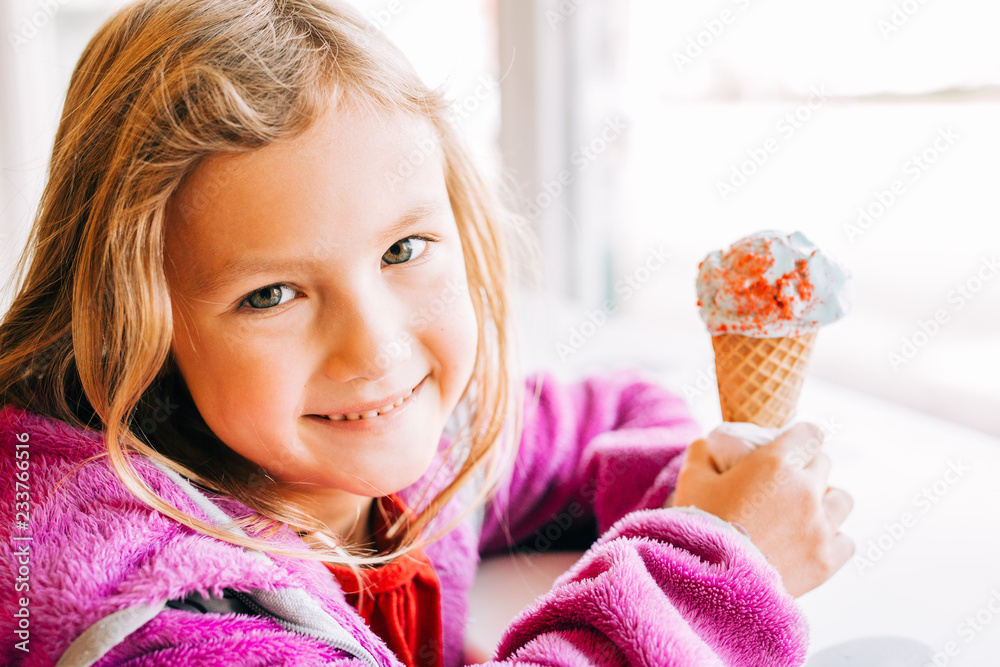 Smiling Girl With Ice Cream Cone Smiling Girl With Ice Cream Cone