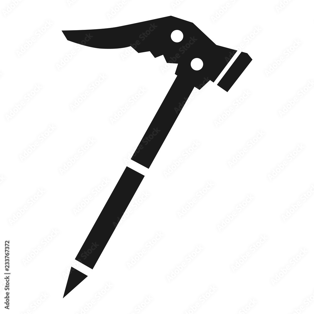 Ice axe icon. Simple illustration of ice axe vector icon for web design isolated on white background Ice axe icon. Simple illustration of ice axe vector icon for web design isolated on white background