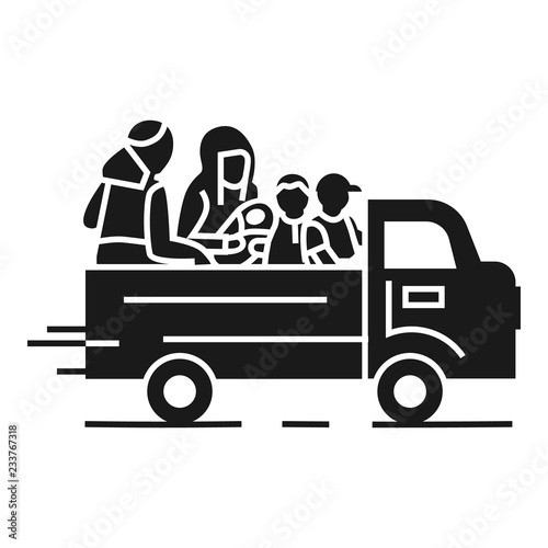 Truck homeless family icon. Simple illustration of truck homeless family vector icon for web design isolated on white background