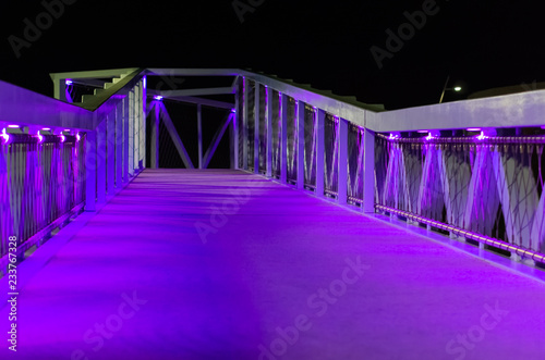 Quadro em tela beautiful city bridge with purple and blue lights modern city architecture in sc