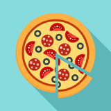 Margarita pizza icon. Flat illustration of margarita pizza vector icon for web design