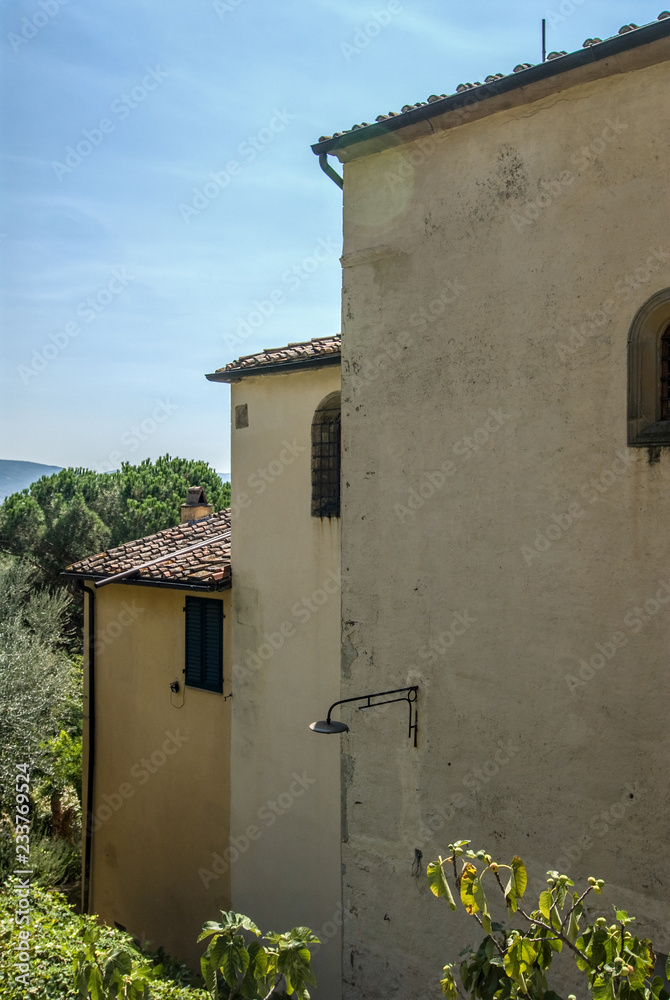 three buildings at the hills of fiesole, tuscany