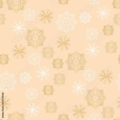 Xmas elegant geometric snowflakes seamless pattern