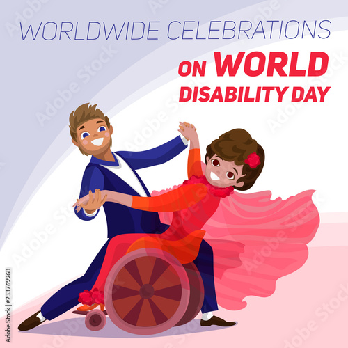 World disability day concept background. Cartoon illustration of world disability day vector concept background for web design