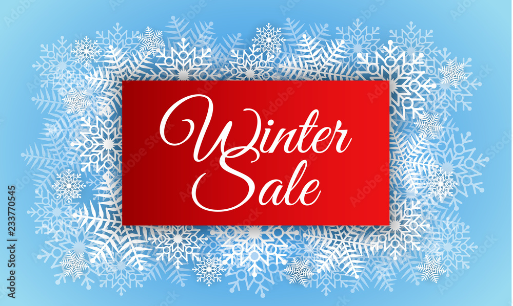 Red winter sale concept background. Realistic illustration of red winter sale vector concept background for web design