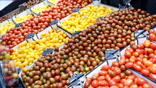 Fresh tomato vegetables at a market