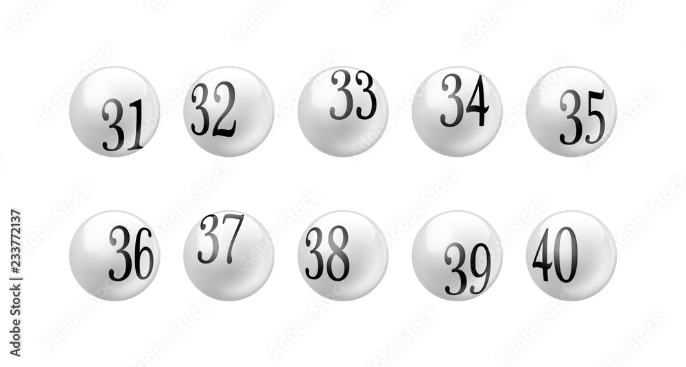 Vector Bingo Lottery Number Balls 31 to 40 Set Isolated on White Background. Vector Bingo Lottery Number Balls 31 to 40 Set Isolated on White Background.
