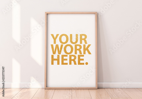 Frame on Wooden Floor Mockup