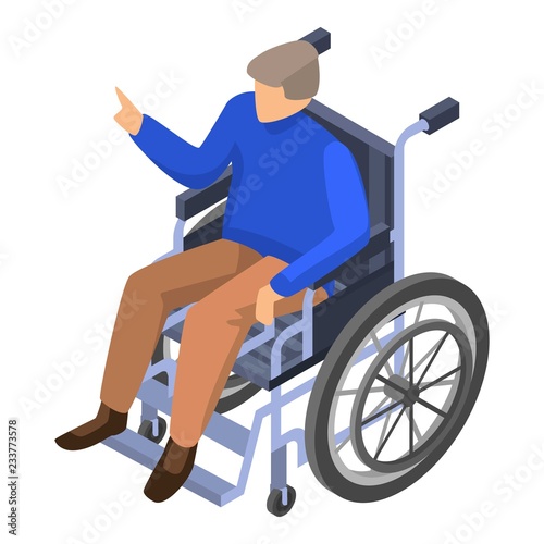 Invalid man in wheelchair icon. Isometric of invalid man in wheelchair vector icon for web design isolated on white background