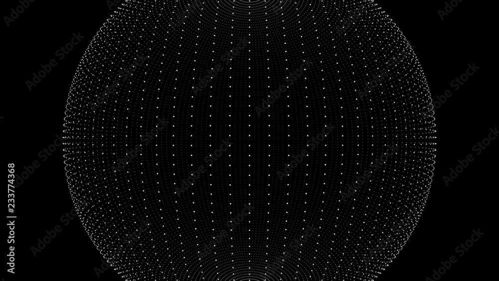 Animated abstract sphere from white dots