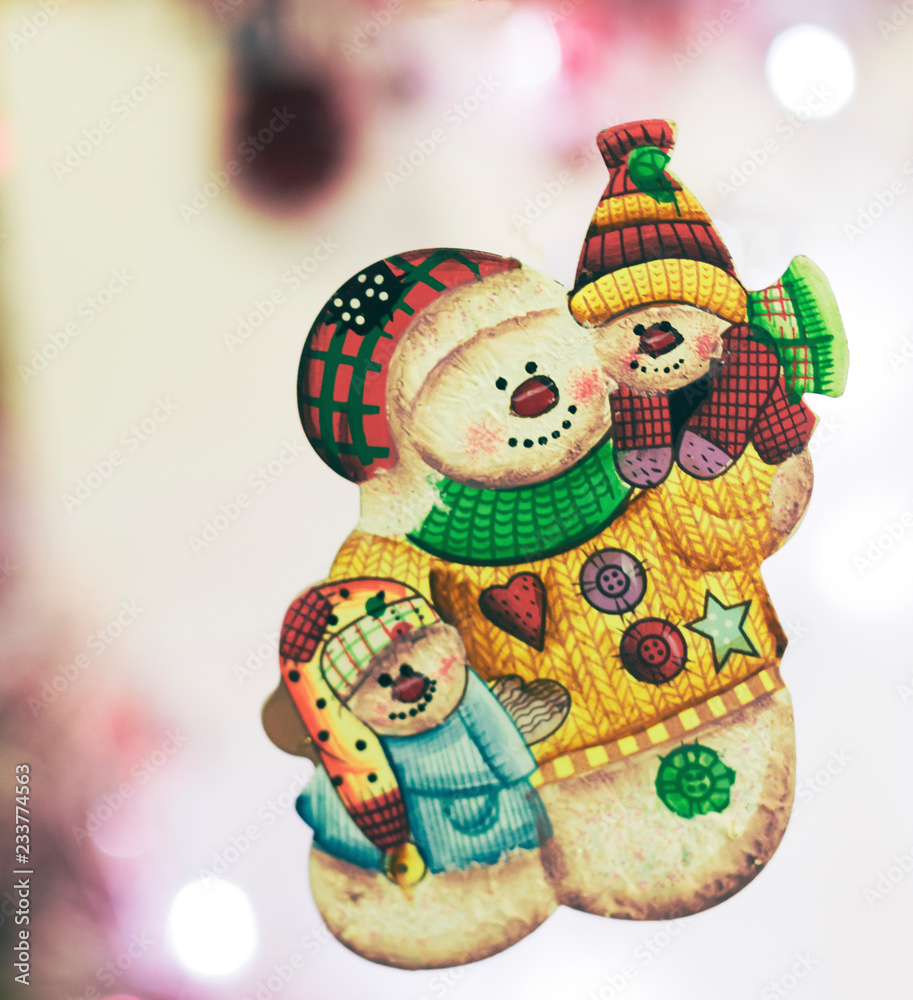 Christmas Holiday Background decorated with a snow man family.