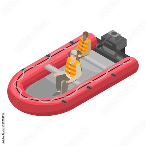 Migrant boat icon. Isometric of migrant boat vector icon for web design isolated on white background