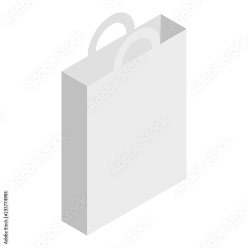 White paper hand bag icon. Isometric of white paper hand bag vector icon for web design isolated on white background