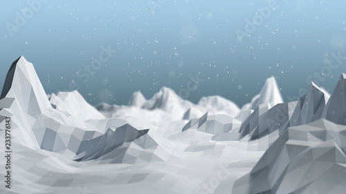 Low Poly Winter Mountain Landscape Background © alibray
